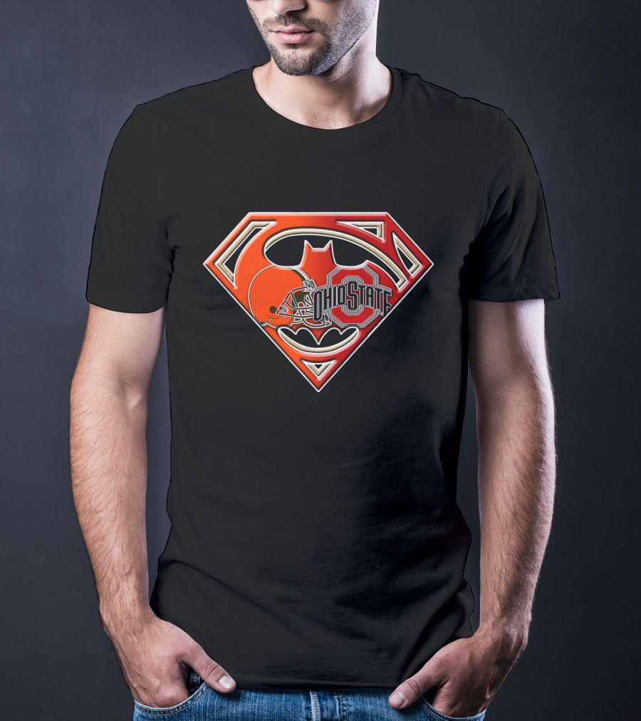 Ohio State Superman Batman Browns Logo Bat T-Shirt