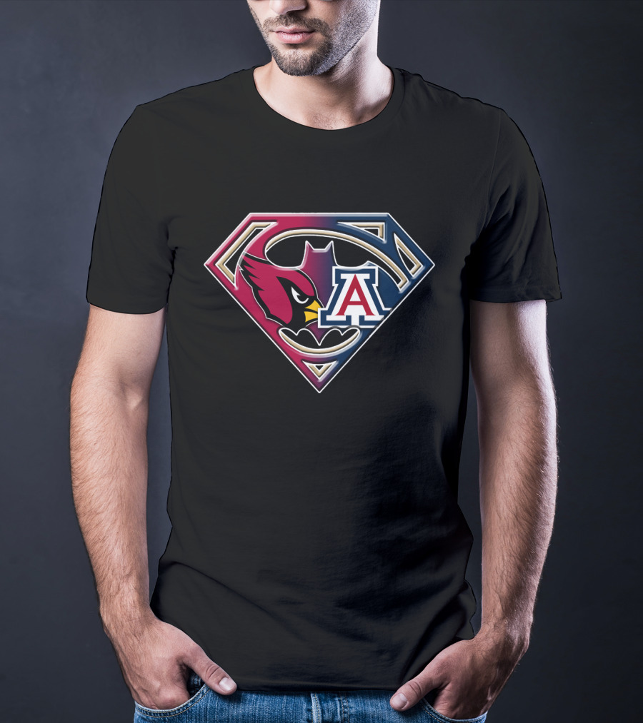Arizona Cardinals Arizona Wildcats Superhero Logo Fusion Bat 031 T-Shirt