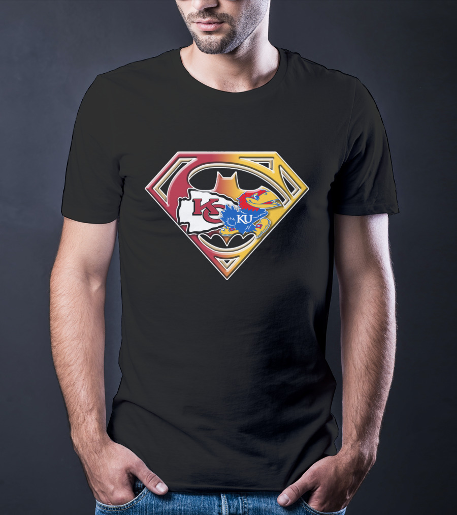 Kansas City Chiefs Kc Ku Jayhawks Superman T-Shirt