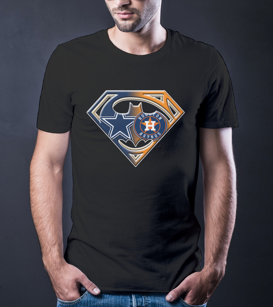 Dallas Cowboys Houston Astros Superman Batman Logo Mashup T-Shirt