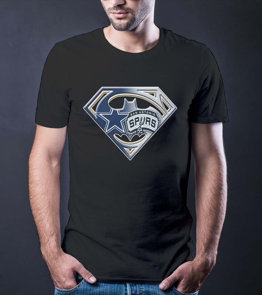 Superman Batman Dallas Cowboys San Antonio Spurs Logo Mashup T-Shirt