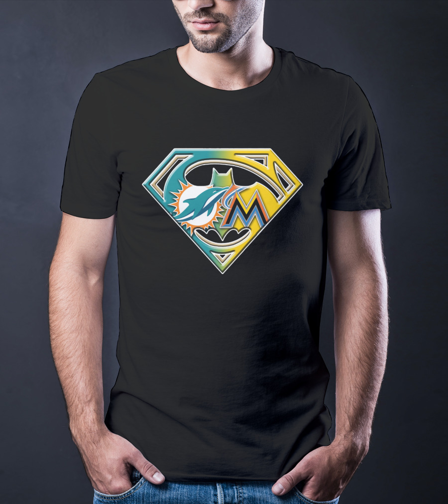 Miami Dolphins Marlins Batman Superman Bat 055 T-Shirt
