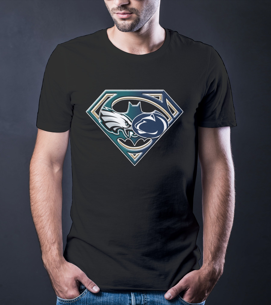 Batman Superman Philadelphia Eagles Penn State Mashup Bat 056 T-Shirt