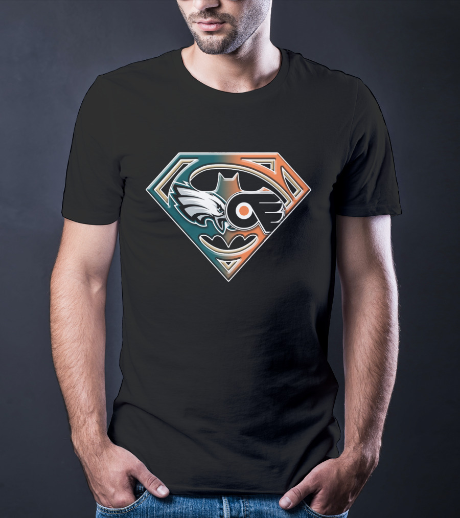 Eagles Flyers Batman Superman Logo Mashup T-Shirt