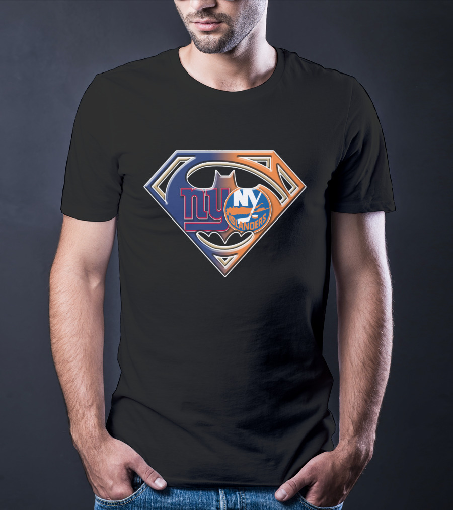 Ny Giants Ny Islanders Batman Superhero Crossover T-Shirt