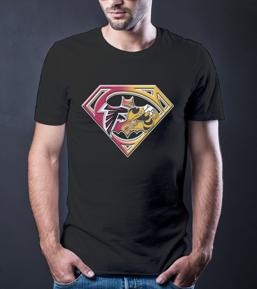 Batman Georgia Tech Yellow Jackets Atlanta Falcons Superman T-Shirt