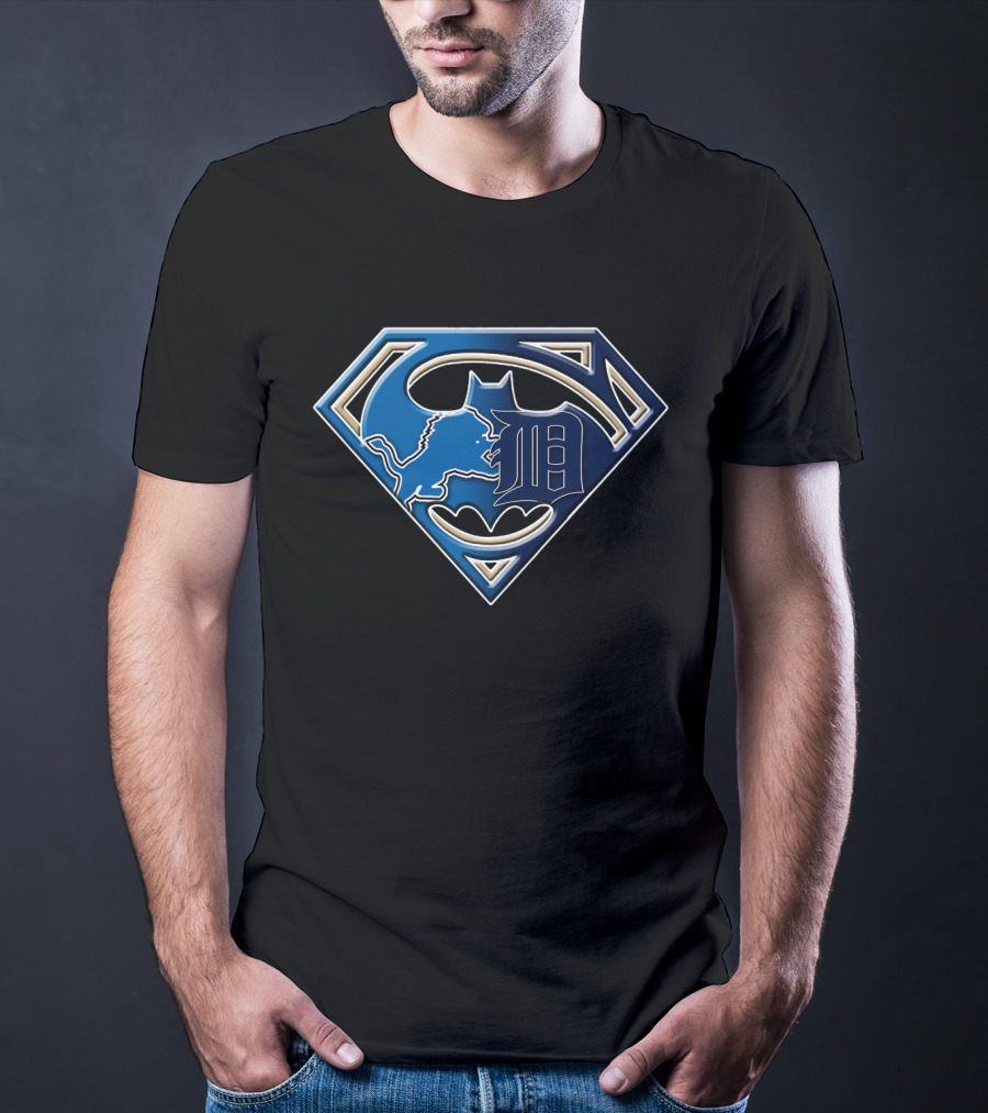 Detroit Lions Batman Superman Logo Fusion Bat 076 T-Shirt