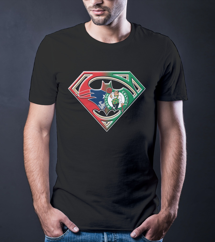 Batman Superman Boston Celtics Logo Fusion T-Shirt