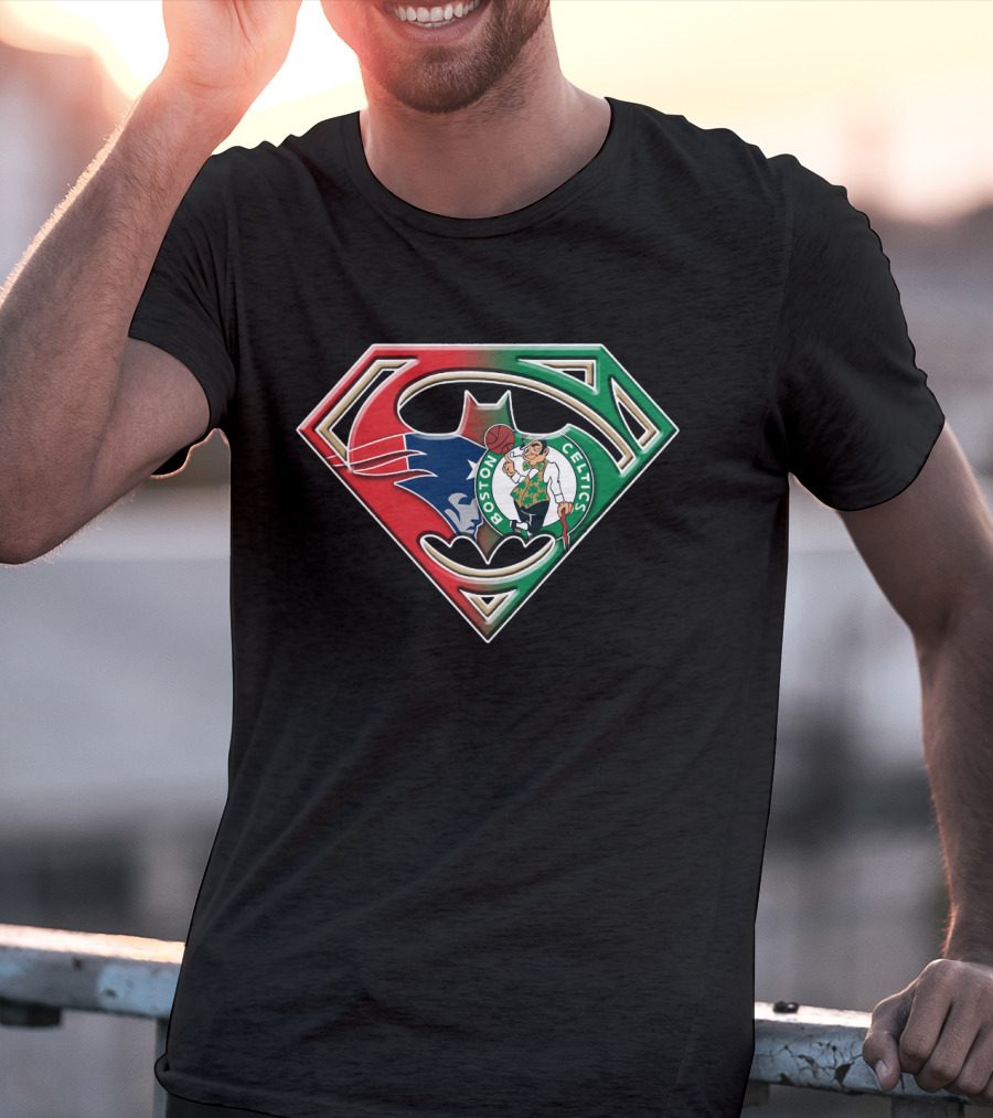 Batman Superman Boston Celtics Logo Fusion T-Shirt