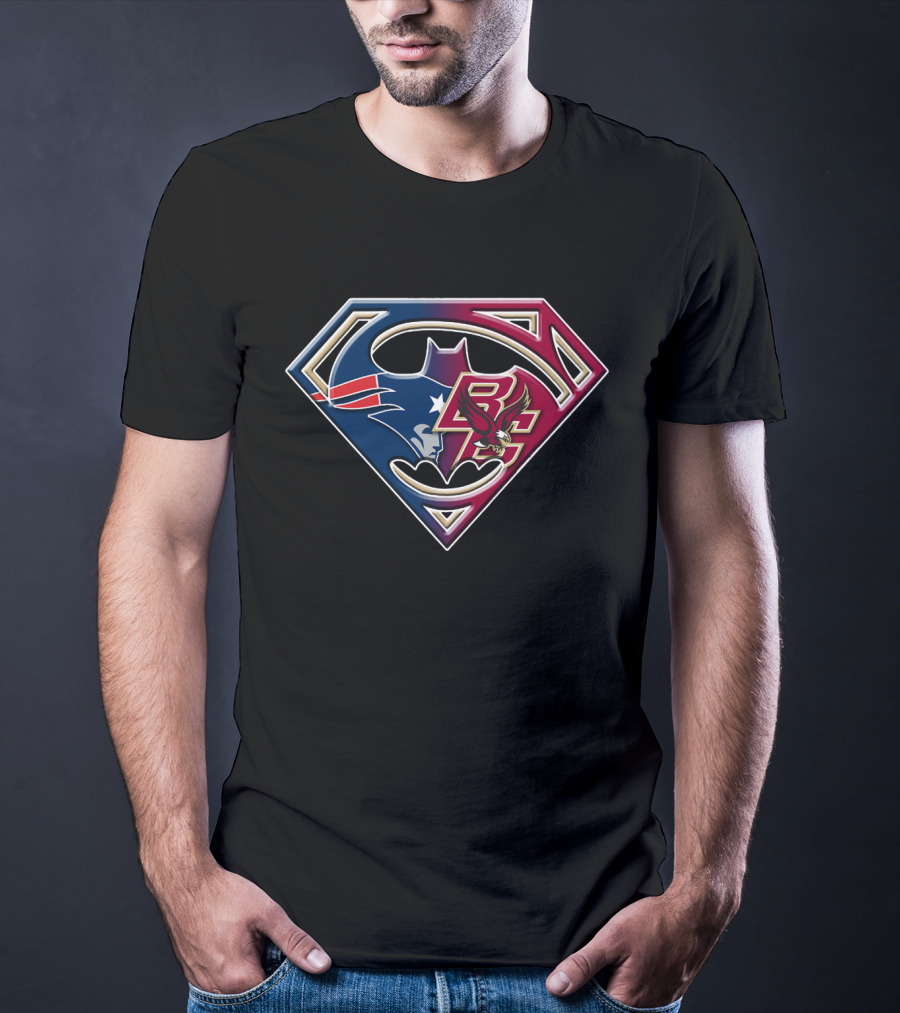 Superhero Boston Patriots College Eagles Logo Fusion T-Shirt
