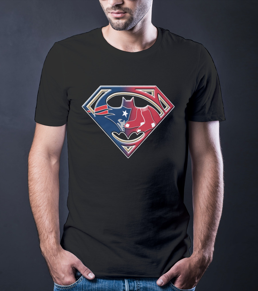 Superman New England Patriots Boston Red Sox Logo Fusion T-Shirt