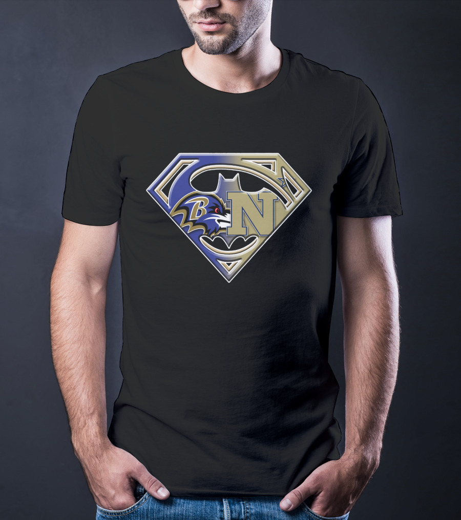Baltimore Ravens Navy Superman Bat Signal T-Shirt