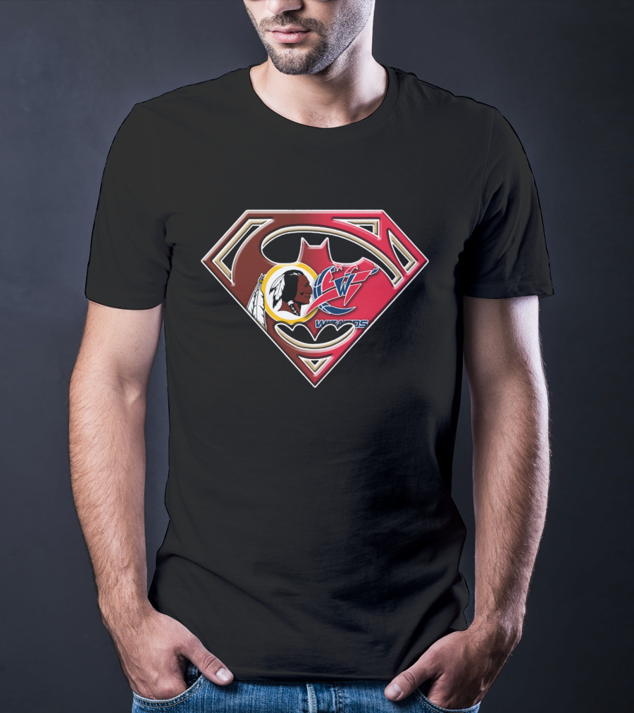 Washington Wizards Redskins Superman Bat Symbol Fusion T-Shirt