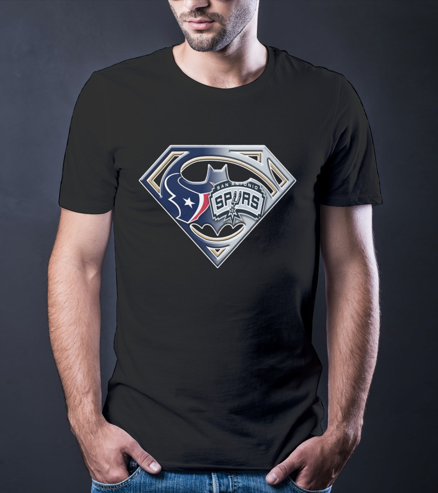 San Antonio Spurs Texans Batman Superman Icon Bat 120 T-Shirt