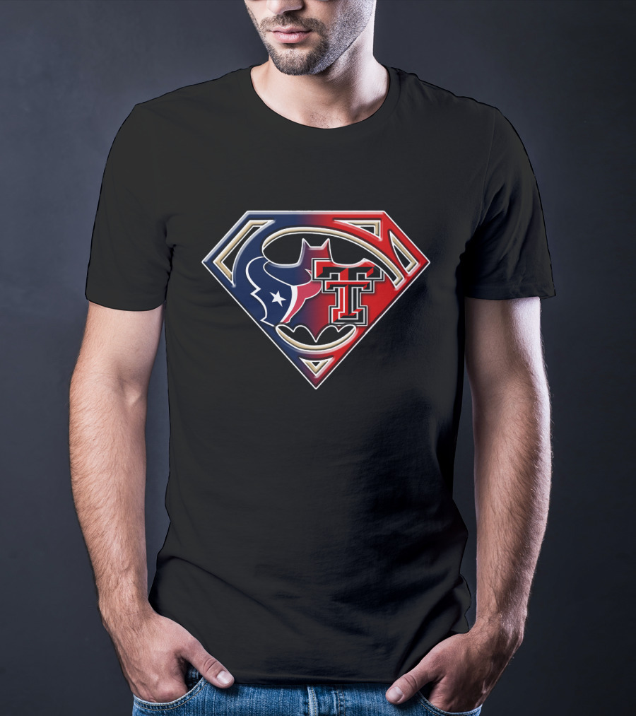 Houston Texans Texas Tech Superman Batman Combo T-Shirt