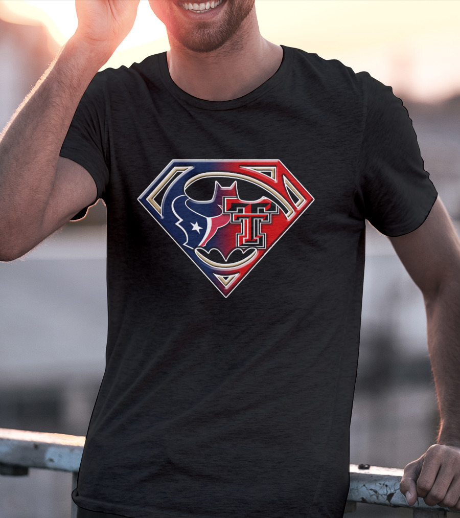 Houston Texans Texas Tech Superman Batman Combo T-Shirt