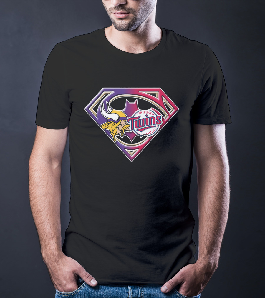 Superman Vikings Twins Baseball Football Fusion T-Shirt