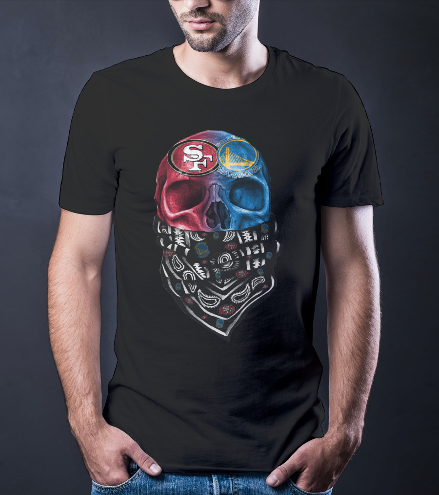 San Francisco 49ers Golden State Warriors Skull Bandana T-Shirt