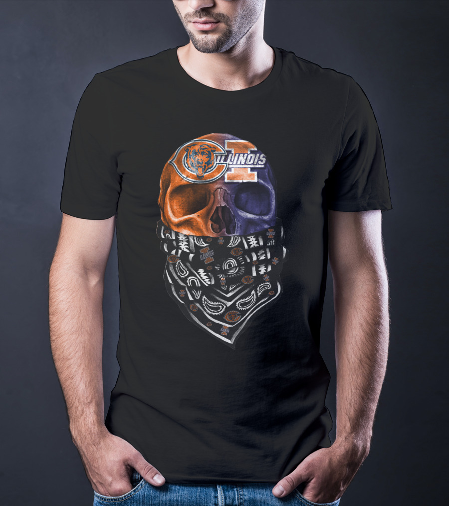 Chicago Bears Illinois Skull Bandana T-Shirt