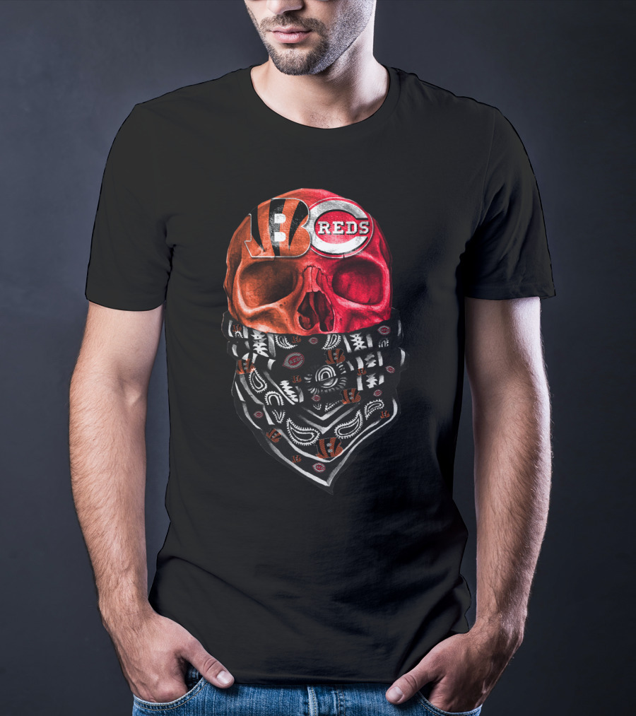 Bengals Reds Skull Bandana T-Shirt