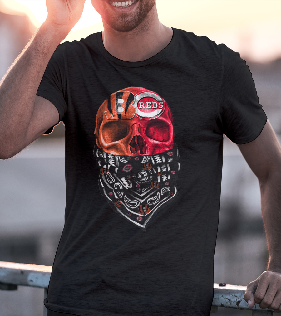 Bengals Reds Skull Bandana T-Shirt
