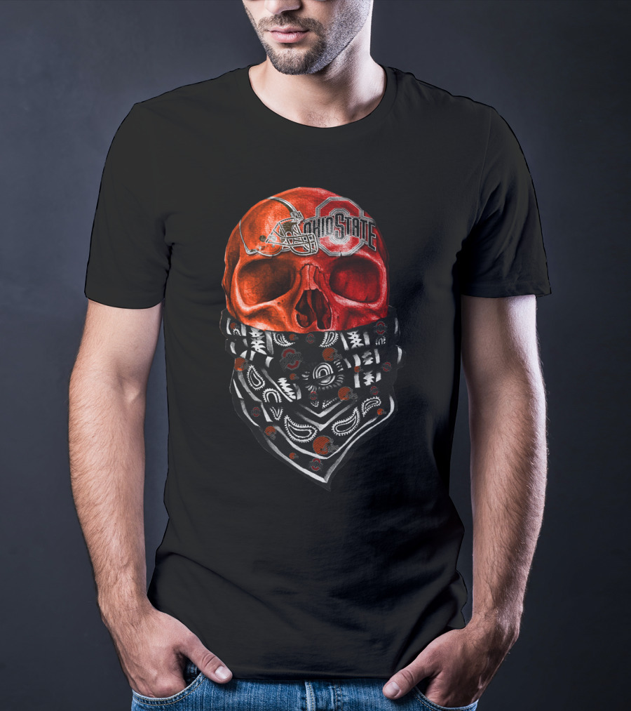 Ohio State Skull Bandana Football Helmet T-Shirt