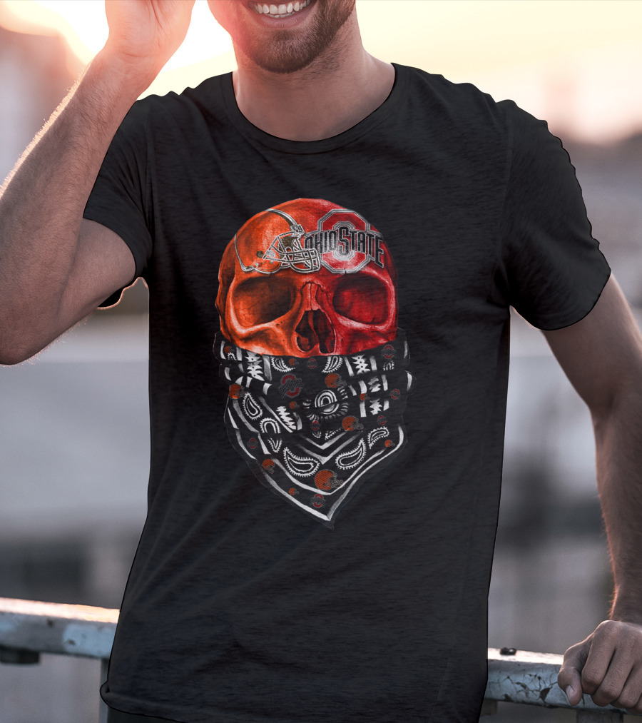 Ohio State Skull Bandana Football Helmet T-Shirt