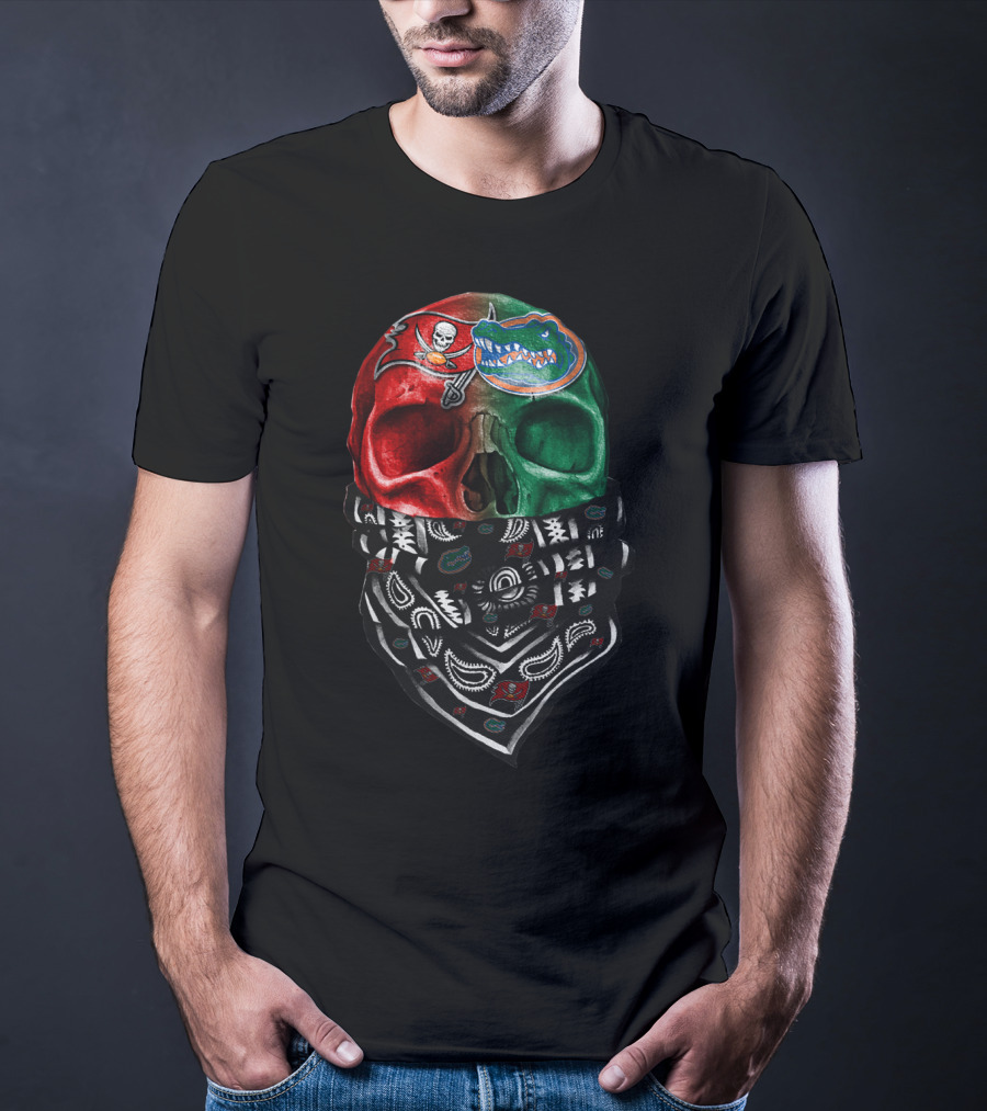 Sku 024 Tampa Bay Buccaneers Florida Gators Skull Bandana T-Shirt