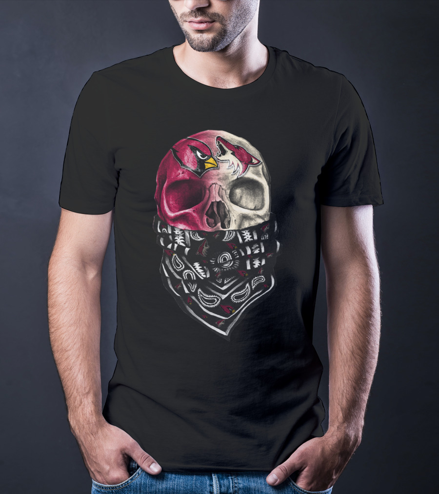Arizona Cardinals Chicago Blackhawks Skull Bandana T-Shirt