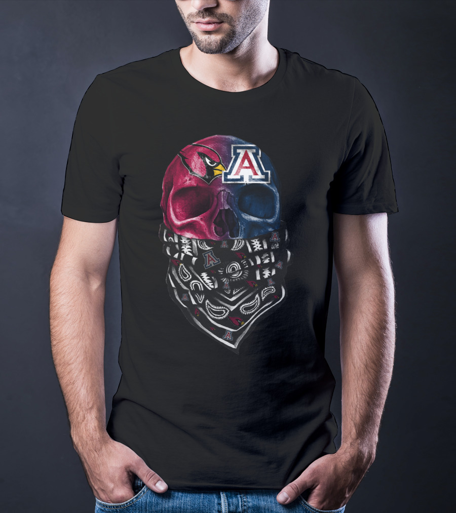 Arizona Cardinals Wildcats Skull Bandana T-Shirt