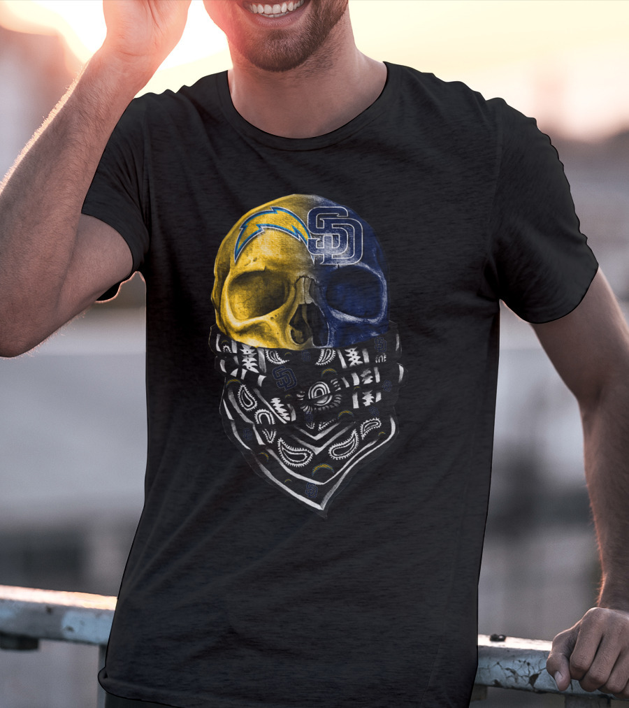 Chargers Padres Skull Bandana T-Shirt