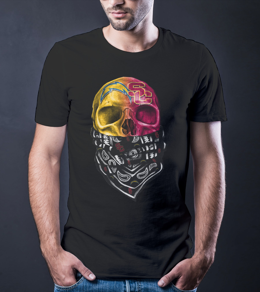 Sku 035 Usc Chargers Skull Bandana T-Shirt