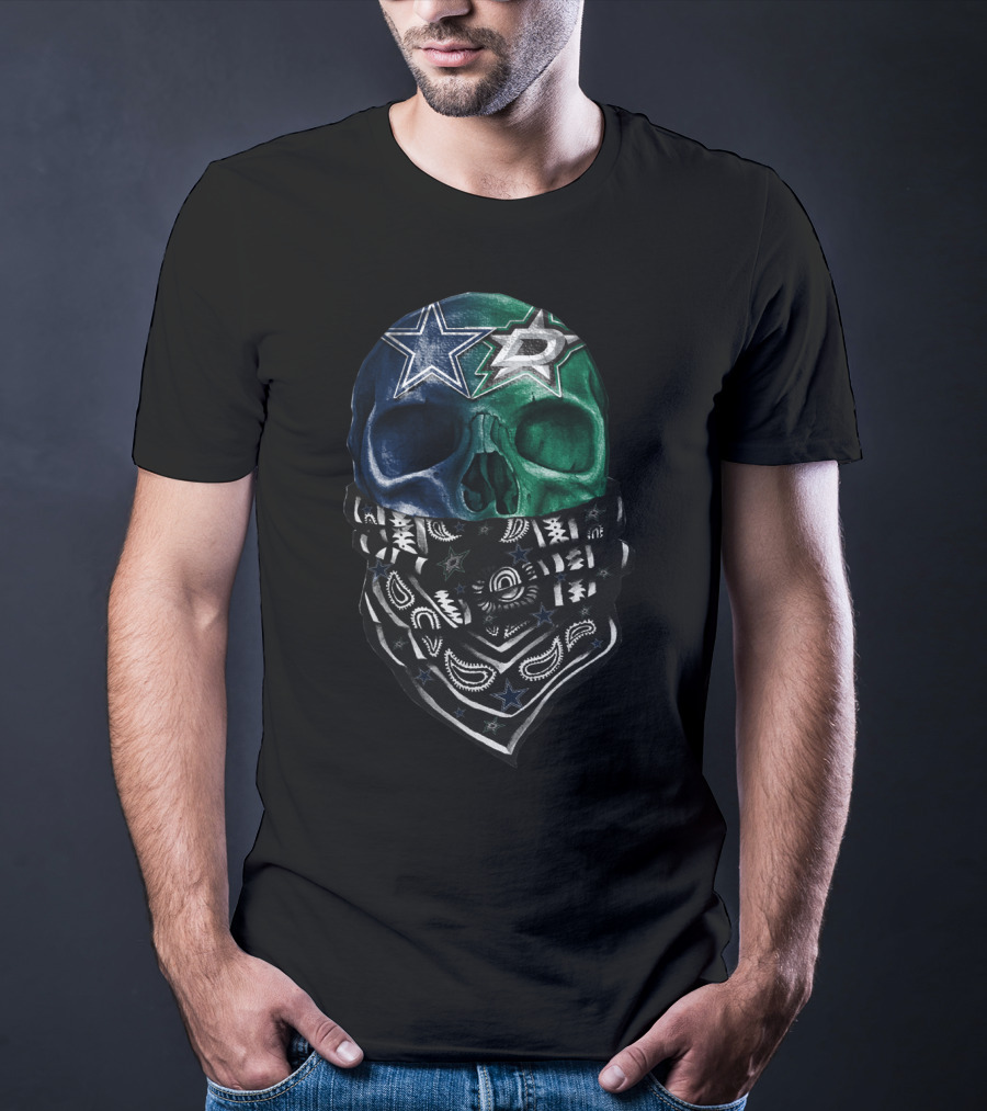 Dallas Stars Skull Bandana Design Sku 045 T-Shirt