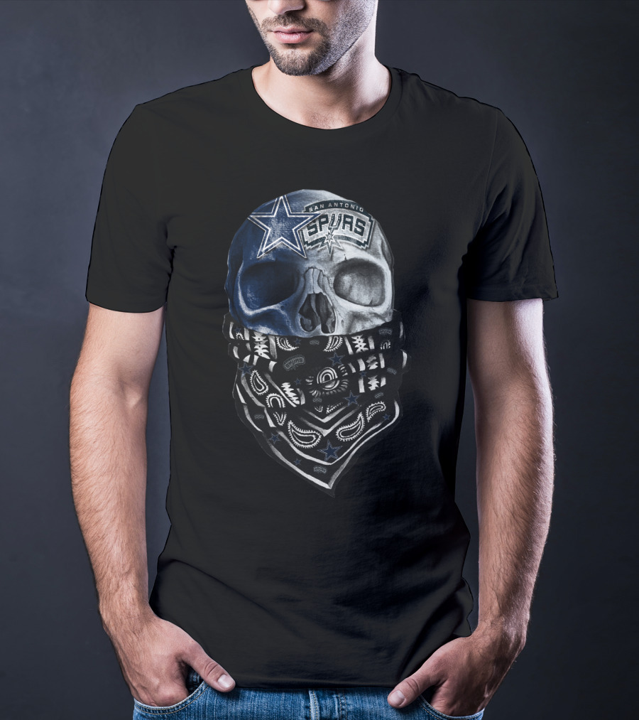 San Antonio Spurs Skull With Paisley Bandana T-Shirt