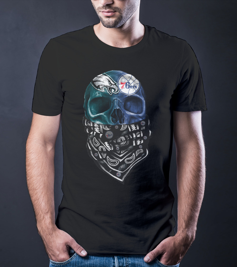 Philadelphia Eagles 76ers Bandana Skull Sku 055 T-Shirt