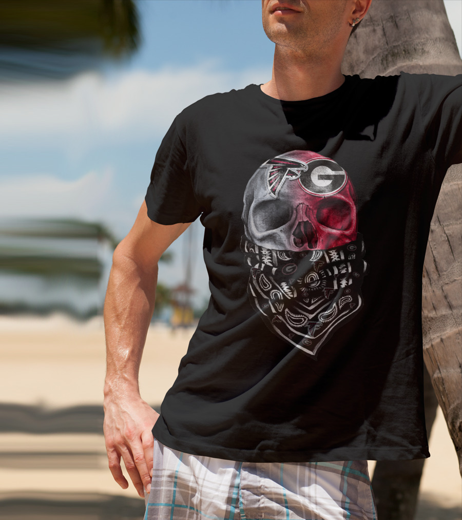 Falcons Georgia Bulldogs Skull Bandana T-Shirt