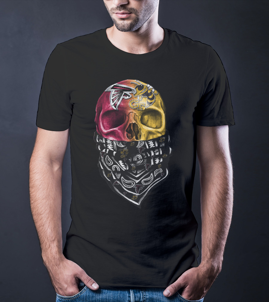 Atlanta Falcons Georgia Tech Yellow Jackets Skull Bandana T-Shirt