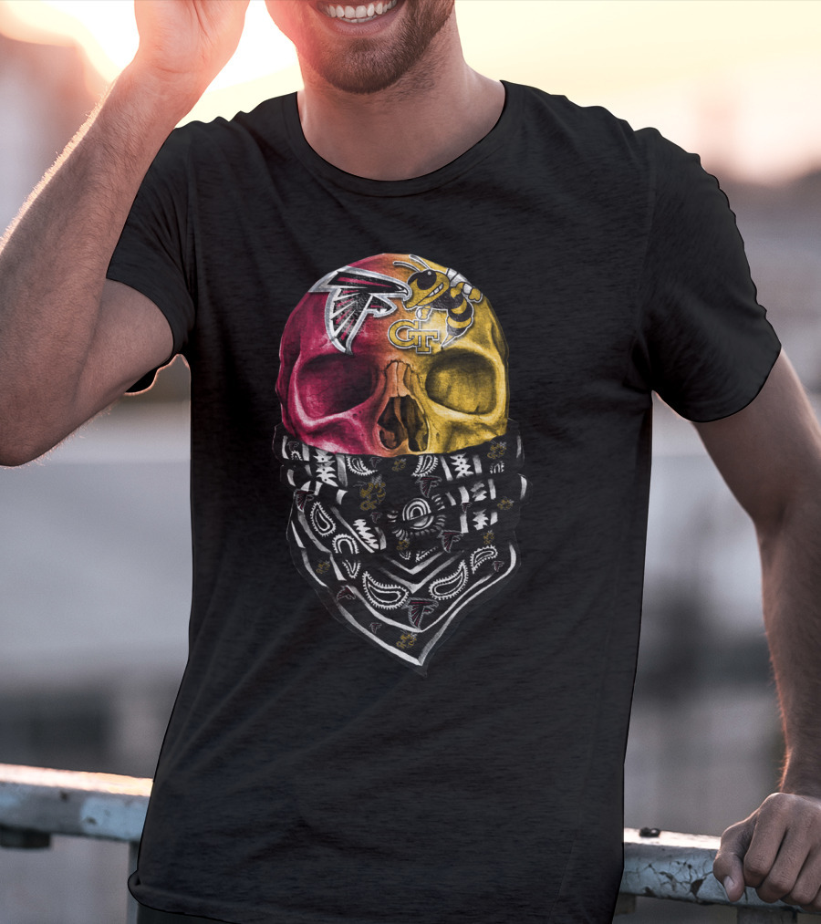 Atlanta Falcons Georgia Tech Yellow Jackets Skull Bandana T-Shirt