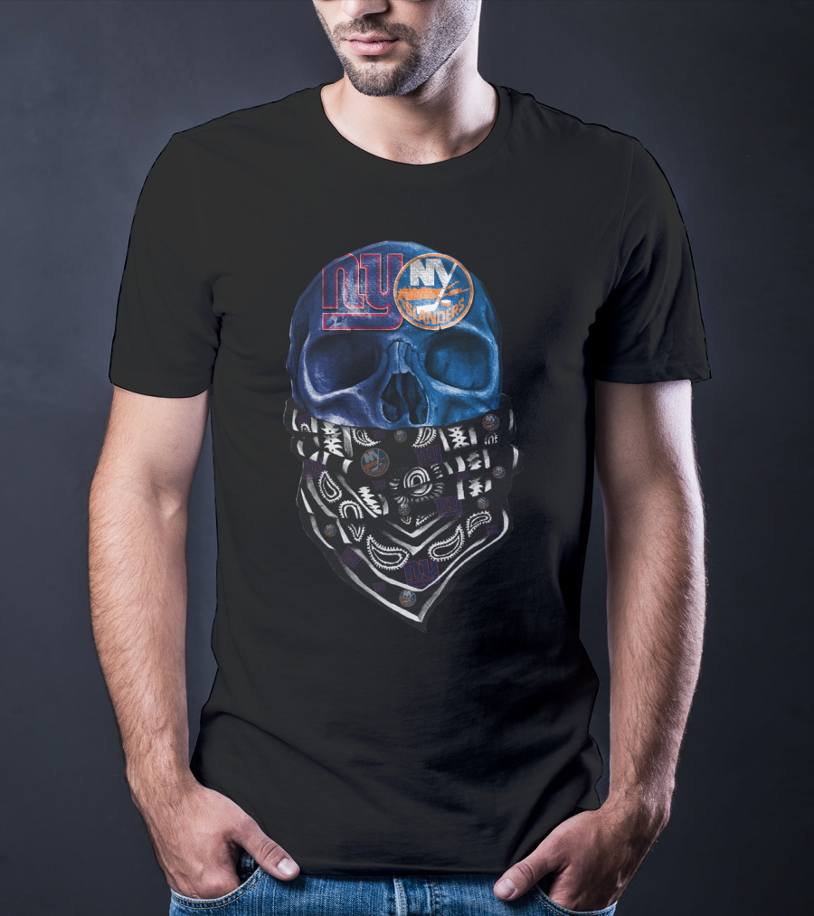 Ny Islanders And Giants Skull Bandana Sku 063 T-Shirt