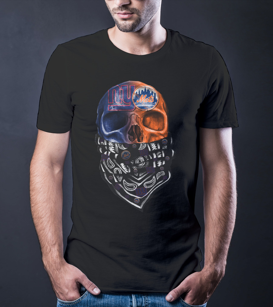 Ny Giants Mets Skull Bandana T-Shirt