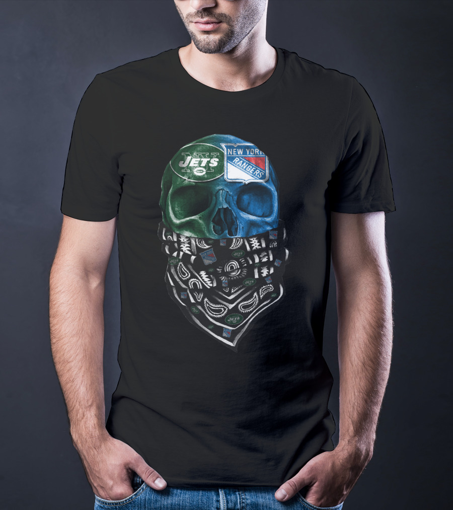 New York Jets Rangers Skull Bandana Sku 070 T-Shirt