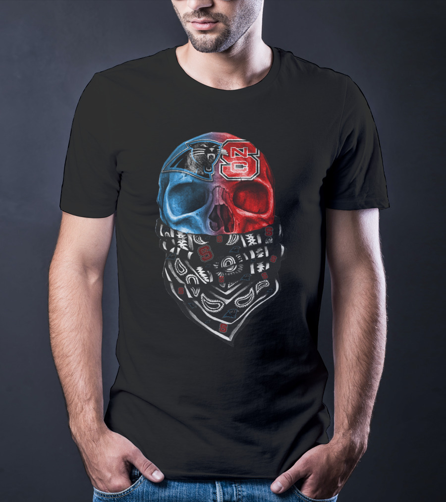 Carolina Panthers Nc State Wolfpack Skull Bandana T-Shirt