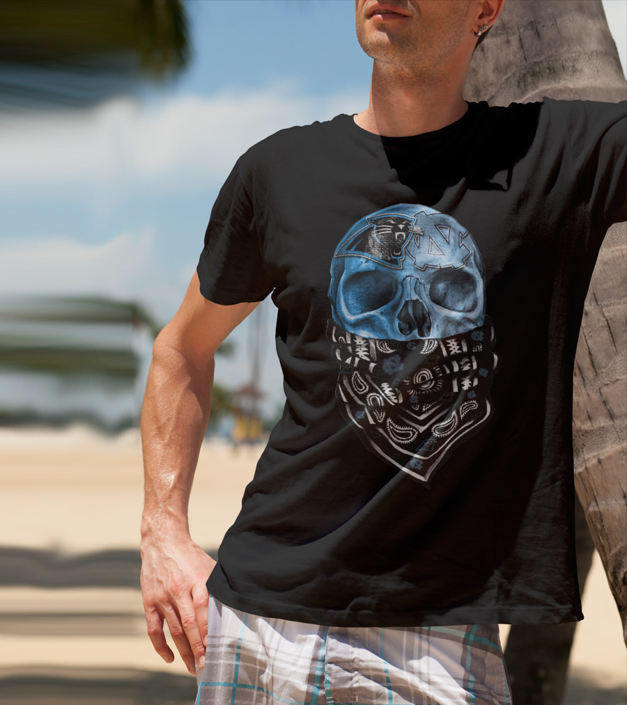 Panthers Tar Heels Skull Bandana T-Shirt
