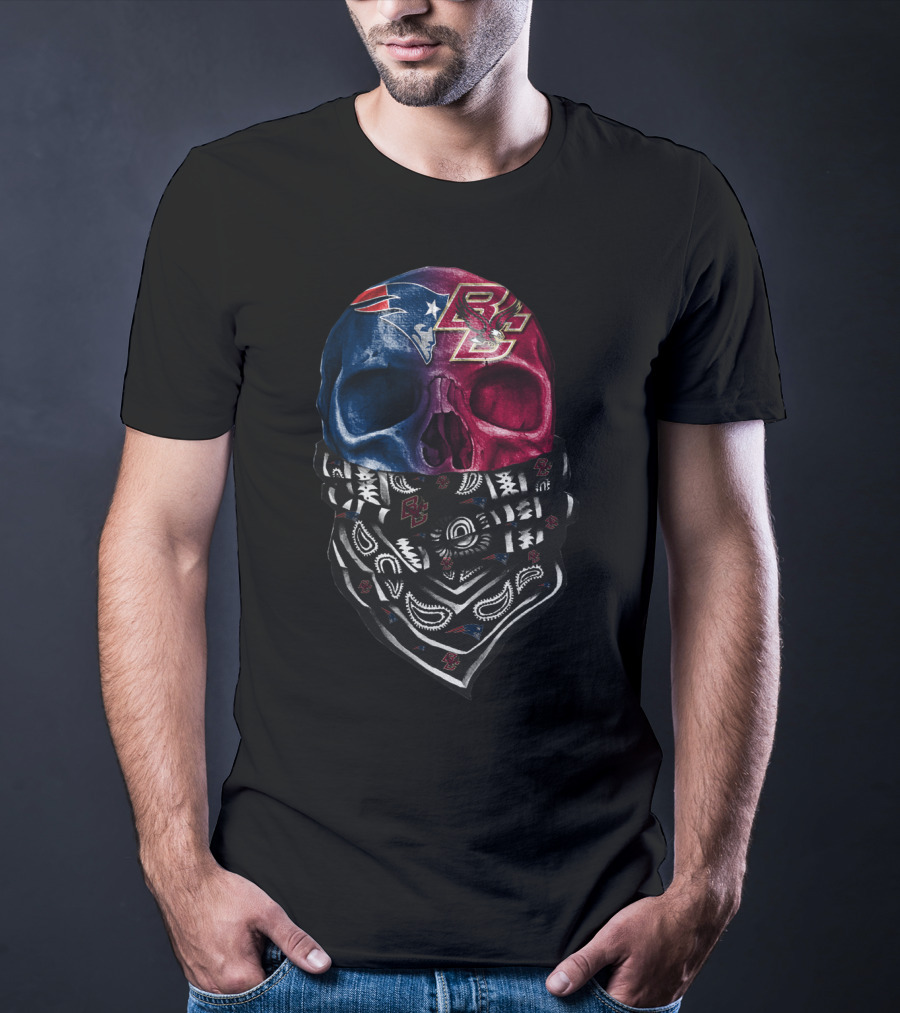 New England Patriots Bc Eagles Split Skull Bandana T-Shirt