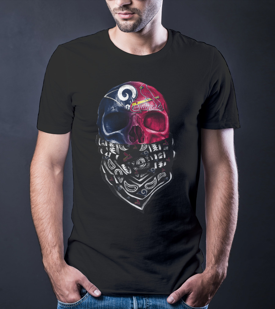 Rams Cardinals Skull Bandana T-Shirt
