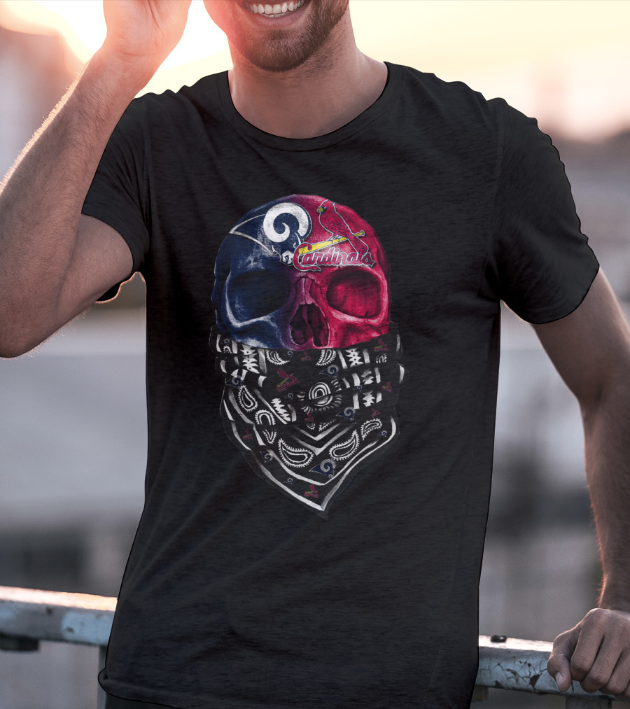 Rams Cardinals Skull Bandana T-Shirt