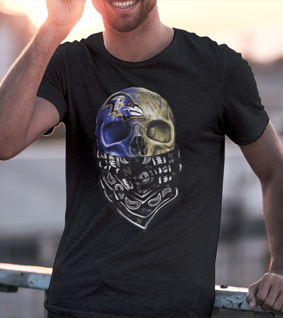 Ravens Navy Skull Bandana Sku 103 T-Shirt