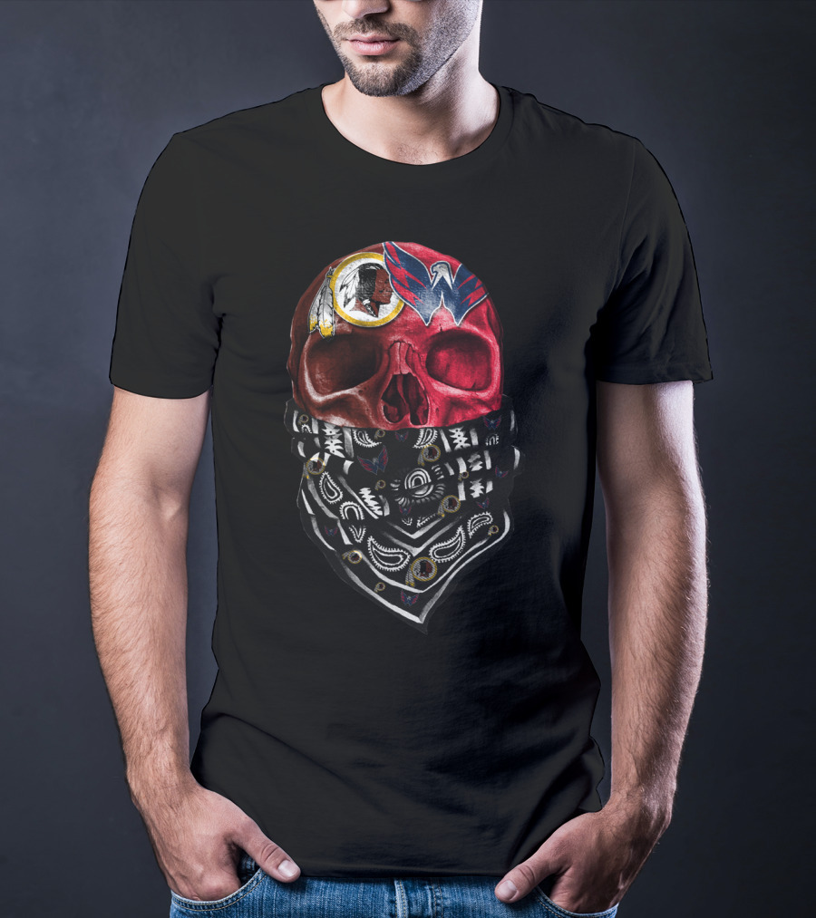 Washington Redskins And Wizards Skull Bandana T-Shirt