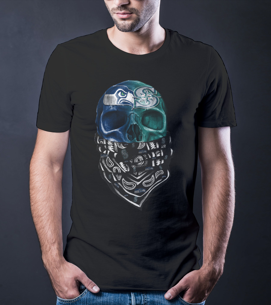 Mariners Seahawks Skull Bandana T-Shirt