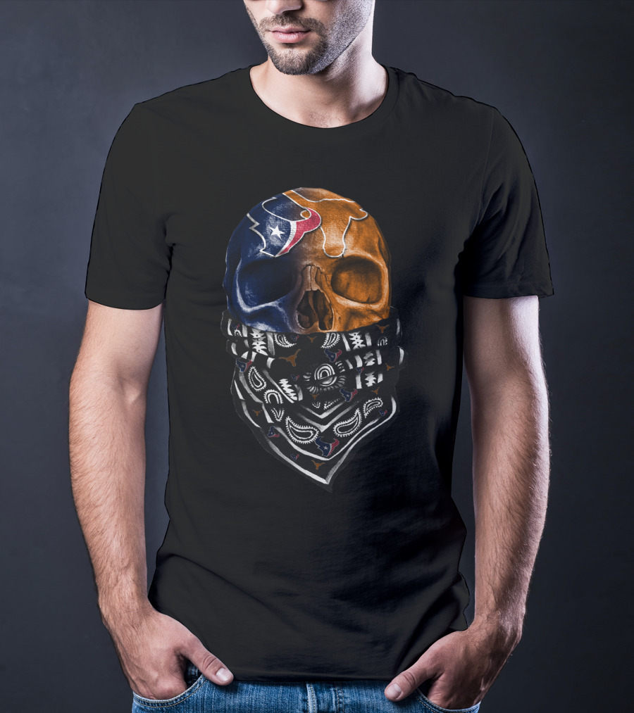 Texas Football Skull With Bandana T-Shirt